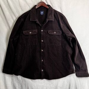 Gap Brown Corduroy Shirt Mens XXL  Cotton Contemporary Wide Wale Chocolate Brown